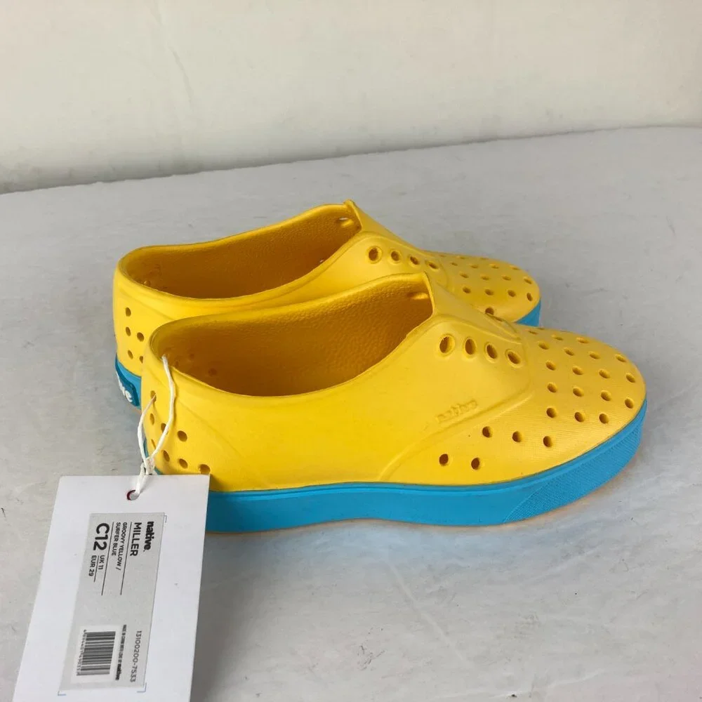 NWT Native Miller Little Boy Girl Sz 12 Yellow Slip on Sneaker Water‎ Shoe NEW